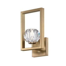 Westinghouse 6131000 Zoa Contemporary One Light LED Indoor Wall Fixture, Brushed Brass Finish, Crystal Glass