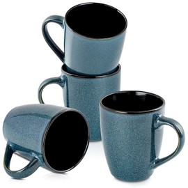 Ceramic Mugs 12oz,Large Ceramic Coffee Mugs for Men, Women, Dad, Mom, Modern Coffee Mugs With Handle For Tea,Latte,Cappuccino,Cocoa. (blue 4pack)