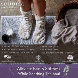 Sonoma Lavender Spa Booties, Microwavable Heated Slippers, Luxury Herbal Booties, Herbal Aromatherapy Foot Warmer, Angora Platinum, XL