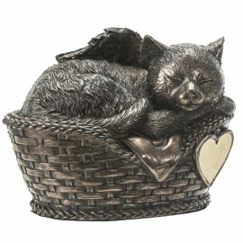 Amazing GiftImpact Pet Memorial Angel Cat Sleeping in Basket Cremation Urn Bronze Finish Bottom