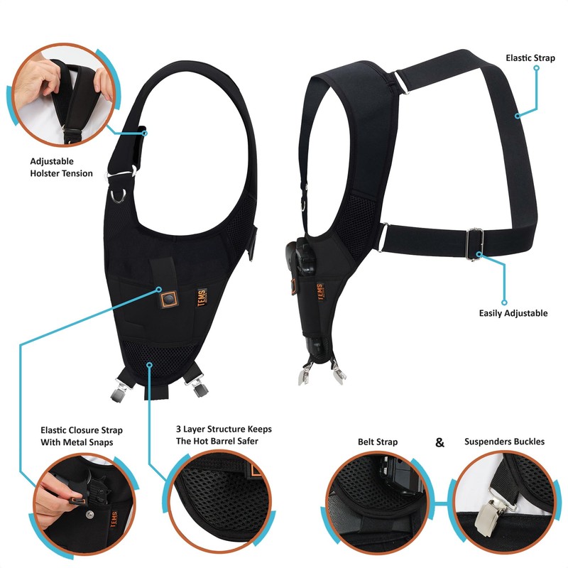 Shoulder Holster for Concealed Carry - Adjustable, Elastic, Universal Gun