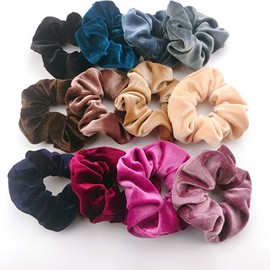 Egurs Scrunchies, Pack of 12 Velvet Scrunchies, Elastic Hair Bobbles Velvet Colourful Hair Bands Hairtie for Women Hair Accessories