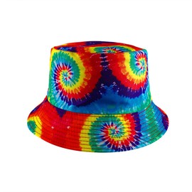 Eigso Rainbow Reversible tie-Dying Bucket hat for Women Men Colorful Foldable Sun Protection Outdoor Hiking Fisherman hat for Woman Man