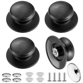 4 Pieces Pot Lid Handle, Pot Handle, Lid Knob, Universal Lid Knob, Lid Handle Knob, Bakelite Replacement Lid Knobs, with Screw Accessories, for Pot Lid, Casserole, Replacement Knobs (Black)