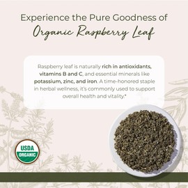 Starwest Botanicals Organic Raspberry Leaf - Herbal Loose Leaf Tea, Caffeine Free Natural Herbs, Pure Dried Raspberry Leaf, Cut & Sifted, Certified Kosher, Non-GMO - 4 oz Pouch