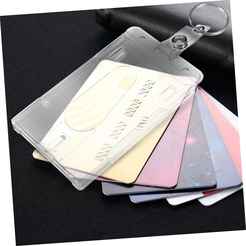 NUOBESTY 6pcs Transparent Id Holder with Thumb Slot Badge Sleeve
