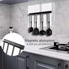 6-Piece Stainless Steel Silicone Kitchen Utensil Set, Magnetic Wall-Mounted Storage, Cooking, Baking, Multi-Purpose Kitchen Tools