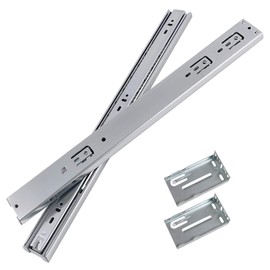 Gobrico Rear/Side Mounting 20 Inch Drawer Slides with Brackets, Soft Closing Ball Bearing Cabinet Drawer Glides Runners, Heavy Duty Full Extension, 5Pairs