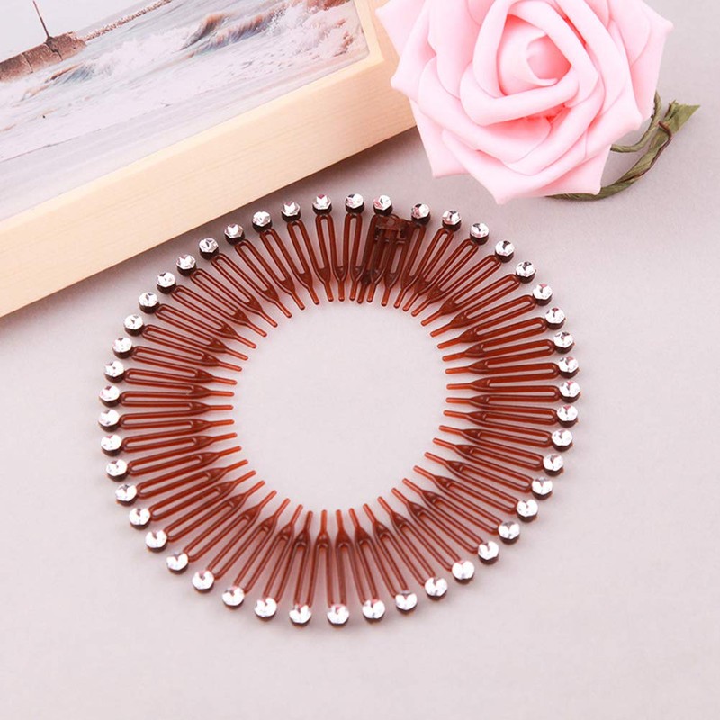 8Pcs Full Circle Spring Head Band Comb Plastic Flexible Hair