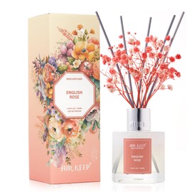 Airkeep Reed Diffuser Set,3.38 fl oz (100 ml) - English Rose Oil Diffusers with 8 Reed Sticks, Home Fragrance Reed Diffuser for Bathroom Shelf Decor