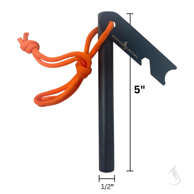 Sophos Survival Ferro Rod Fire Starter Drilled Flint and Steel