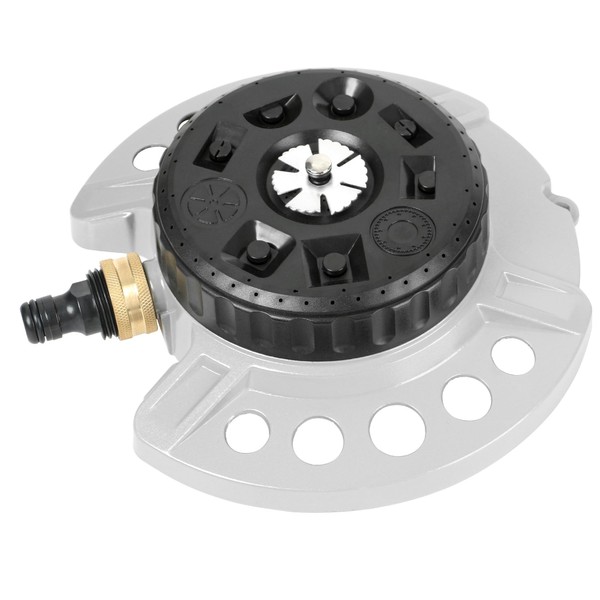 STYDDI Heavy Duty Metal Lawn Sprinkler Tower Sprinkler with 9