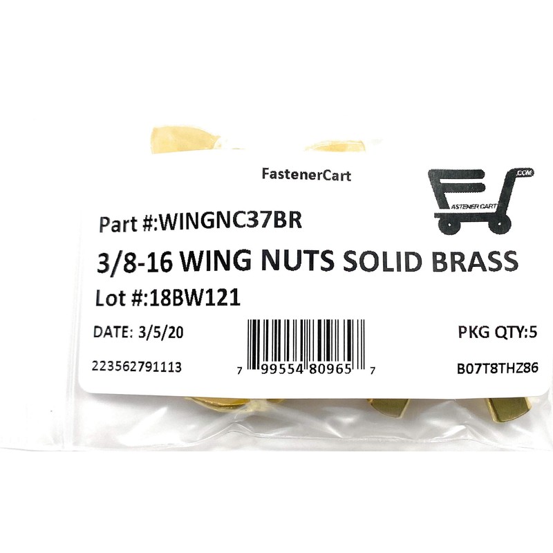 3/8-16 Solid Brass Wing Nuts 3/8-16 Butterfly Nuts (5 Pcs)