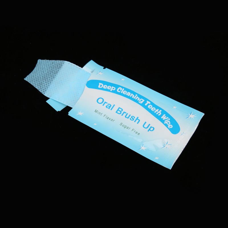 50pcs Disposable Finger Teeth Wipes Travel Portable Cleaning Dirt Removal