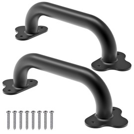 Lifeswell Barn Door Pull Handle, 8.2 Inch Heavy Duty Metal Gate Handle for Sliding Barn Door, Cabinet, Closet, Black, 2 Pack