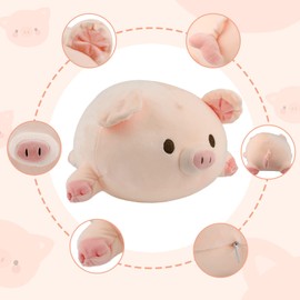 Surplex Pink Pig Plush Pillow, Chubby Animal Toy, Warm Kawaii Cute Comfortable Doll Cushion Pig Body Pillow, Creative Home Decoration, Graduate Birthday Christmas Travel Gift for All Ages(40CM/15.75")