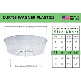 Curtis Wagner Plastics Plant Tray Basket Liner (5-Pack) - Clear, Deep (Diameter: 10.37" Base, 12" Top, 3.62" Depth) Thin Plastic Liners for Planters for Indoor/Outdoor Plant Pots