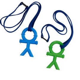 Sensory Direct Chewbuddy Stickman & Lanyard - Pack of 2, Sensory Toy for a Fidget, Chew or Teething Aid | for Kids, Adults, Autism, ADHD, ASD, SPD, Oral Motor or Anxiety Needs | Blue & Green