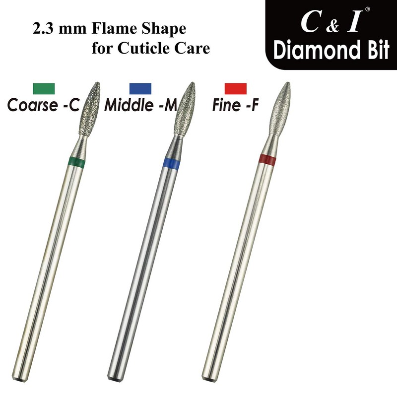 C & I Diamond Nail Drill Flame Shape E-File Professional
