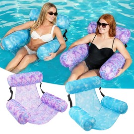 Inflatable Pool Float Chair - 2 Pack Pool Floats Adult Heavy Duty, Water Floating Lounge Chairs, Blow up Floaties Adults for Summer Fun Party Lake Beach