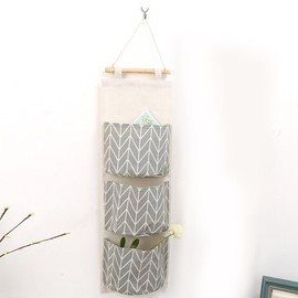 lyrlody Hängende Aufbewahrungstasche, Wandhängekorb mit 3 Taschen Organizer Tasche Aufbewahrungstasche für Schlafzimmer Badezimmer Küche Eingang(Grau)