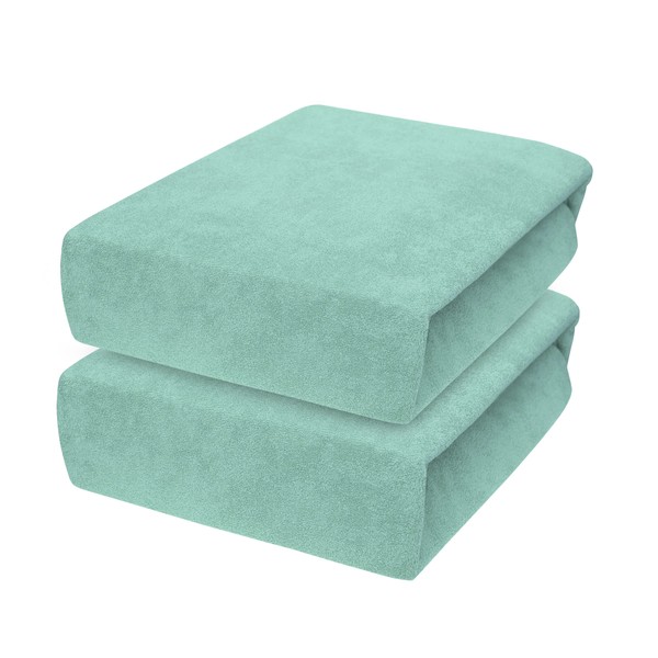 2X Baby Comfort Terry Fitted Sheets for 90x55 cm Bedside Crib Mattress (Tiffany)