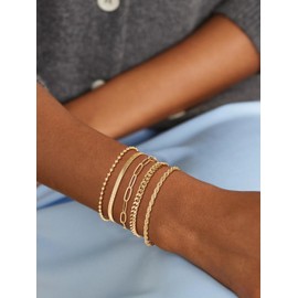 Gold Bracelets for Women,Dainty Bracelets Set for Women Trendy, Gold Bracelets Stack With Beaded, Cuban, Paperclip, Heart, Snake, Rope, Pearl, Cross, Hand Chain, Silver Jewelry Gifts for Women Mom