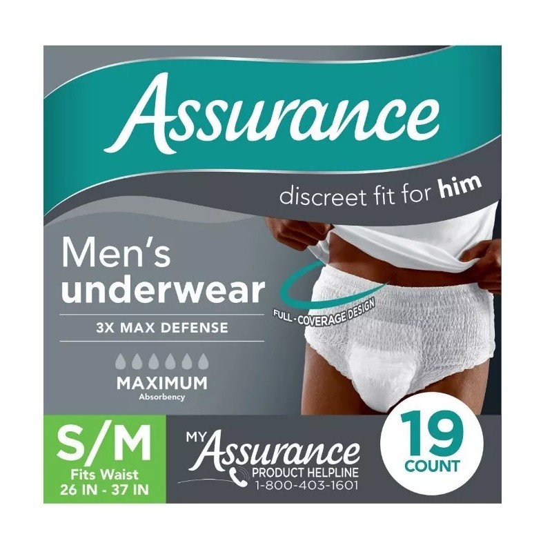 Assurance Incontinence Underwear For Men Overnight S/M ***Fast Free Discreet