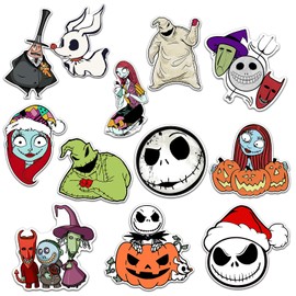 GTOTd The Nightmare Before Christmas Fridge Magnet (12 Packs) Horror Cartoon Gifts Merch Decorations Bumper Decal Metal Flexible Vinyl Magnetic Decor Teens