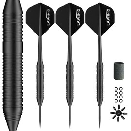 Lavishio Steel Tip Darts - Professional Dart Set with Metal Tip, 22 g Steel Darts, Aluminium Shafts, Rubber O-Rings & Dart Sharpener - Dart Set for Professional Game