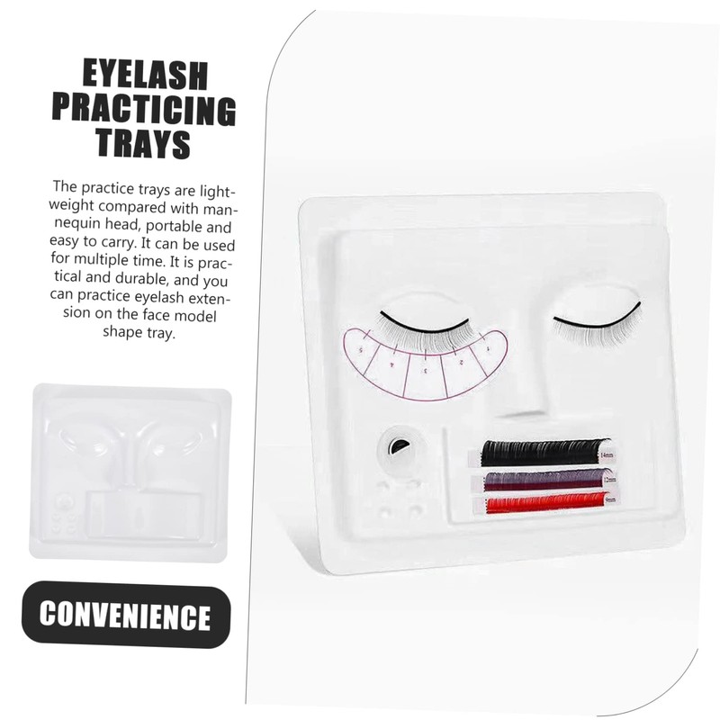 Mikinona 3pcs Eyelash Practice Tray Lash Extension Kit Face Models