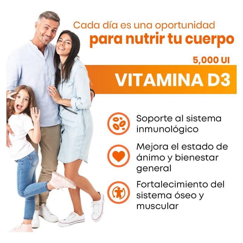 All Nature Vitamina D3 5000 Ui 60 Capsulas Sabor Sin
