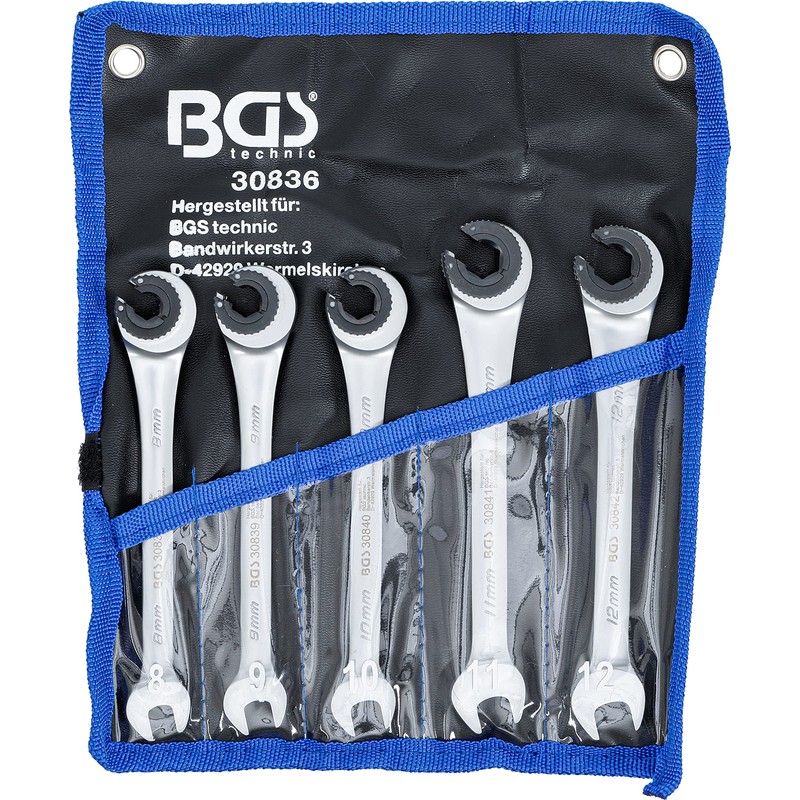 Kraftmann 30836 Ratchet Ring Spanner Set Open 5-Piece