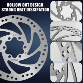 BUCKLOS 140mm 160mm 180mm 203mm MTB Disc Brake Rotor with 6 Bolts, Bicycle Brakes Stainless Steel Rotors M5 Screws, Opposite Hole Distance 44mm, fit Mountain Road Bikes MTB BMX