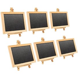 6 Pack Wooden Framed Chalkboard Signs with Easel Stand for Restaurants, Weddings, Cafe (Black, 7 x 7 x 4.25 in)