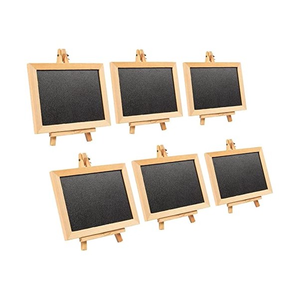 6 Pack Wooden Framed Chalkboard Signs with Easel Stand for