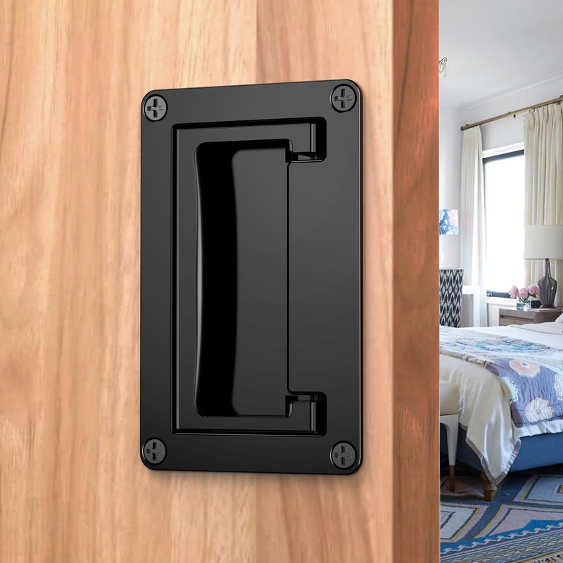 Robinsontool 4.3 inch Black recessed Door Pull Handle, Pocket Door