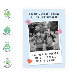 Funny Grandparents Card - Humorous Greeting Card for Grandma, Grandad, Him, Her - For Birthdays or Just Because- Comes with Fun Stickers