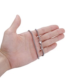 FOSIR Mens Round Box Chain, Stainless Steel Rolo Chain Necklace for Women Men, 2/3/4mm Wide, 18/20/22/24/26/30 Inch