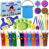 Lubibi Kids Washable Finger Paint Set，Non-Toxic 12 Colors Art Painting