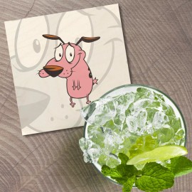 Unbranded Courage The Cowardly Dog Cartoon 4'' X 4'' Square Wooden Coaster