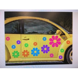 Large Flowers Set 15 10 Free USA Decal Stickers Car Boat Truck Van Golf Cart Tropical Colors Hot Pink Purple Bright Blue Guaranteed
