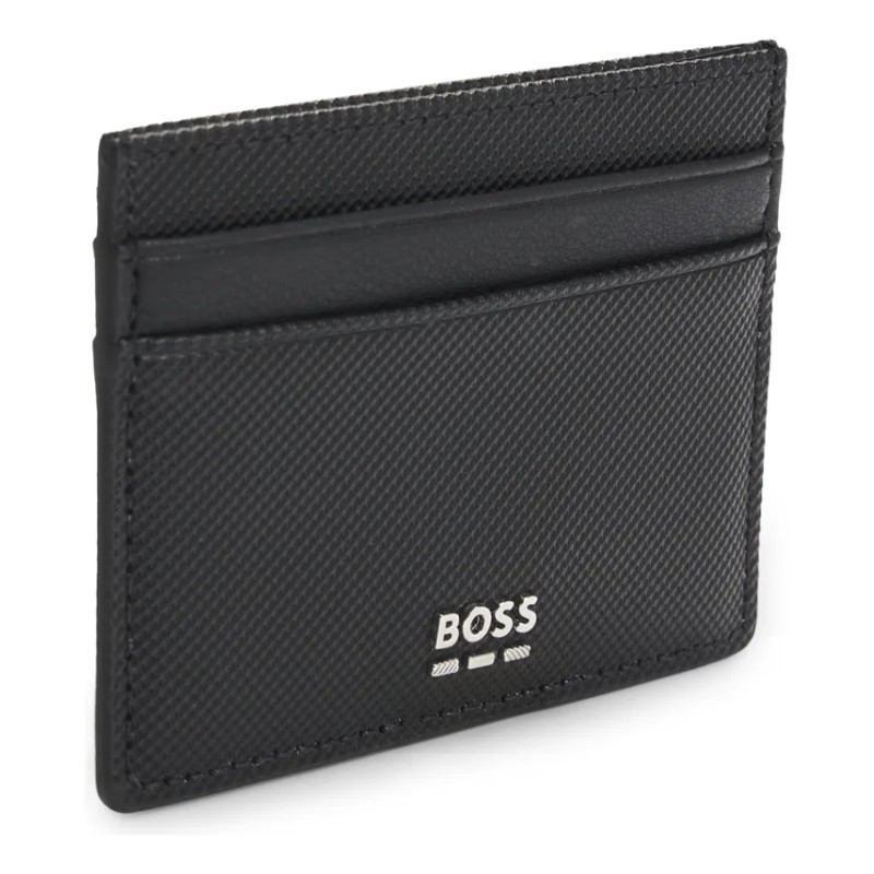 Tarjetero Boss Para Hombre Con Textura Y Detalles Metálicos Color