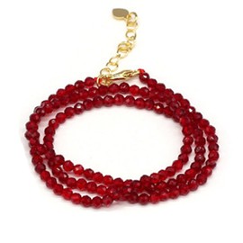 TreasureBay Handmade Womens Girls Crystal Gemstone Beaded Necklace Choker - Natural Gemstones Healing Crystal Birthstone Jewellery (Red Colour)