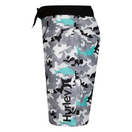 Hurley Boys' Board Shorts-Discontinued, Black/Teal, 16