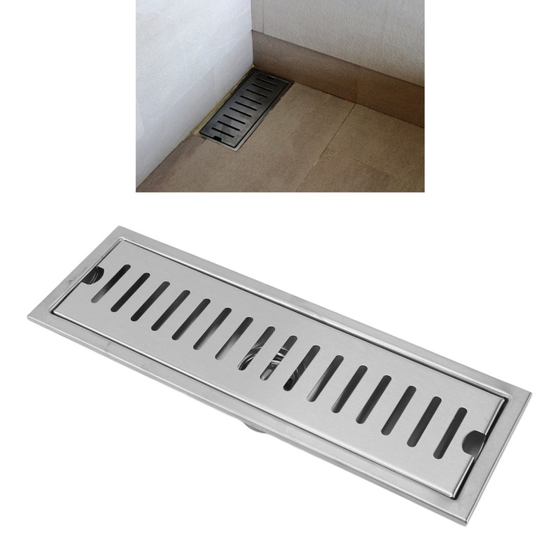 12 Inch Rectangular Linear Shower Drain 304 Stainless Steel Rustproof