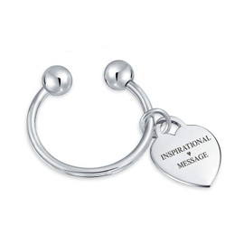 Bling Jewelry Heart Tag ID Keychain Ball Screw Tip Horseshoe Key Ring For Women Graduation .925 Sterling Silver Custom Engr