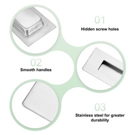M METERXITY 2-Pack Recessed Finger Pulls, 5.90 Inch Square 304 Stainless Steel Sliding Closet Door Handles for Barn Door, Rectangular Flush Pulls Handles [Silver Tone]