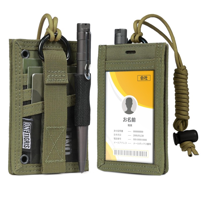 OneTigris ID Card Holder with Pen Holder, Neck Holder, Card