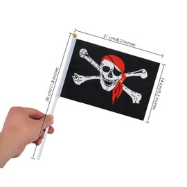 SCSpecial Pirate Stick Flag 12 Pieces Pirate Bunting 5.5 x 8 inch Sandcastle Flags (Black Pirate)